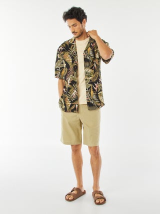 Bermudas tipo chino de mezcla de lino