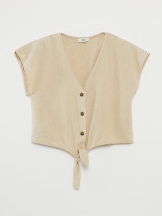 Blusa anudada con cuello de pico 'JDY'
