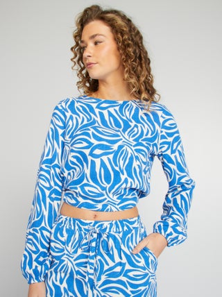 Blusa de manga larga y cuello redondo con estampado