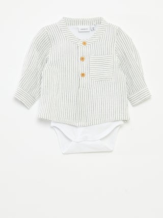 Camisa de gasa de algodón con body incorporado 'Name it'