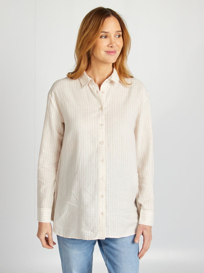 Camisa holgada premamá BEIGE - Kiabi