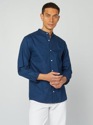 Camisa oxford con cuello mao