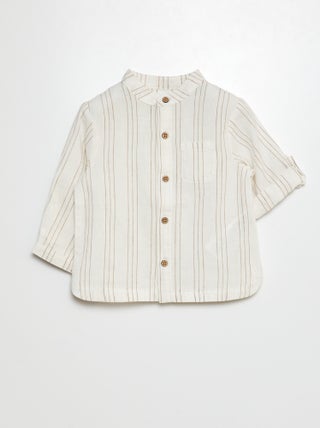 Camisa remangable con cuello mao