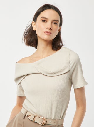 Camiseta asimétrica de punto de crepé