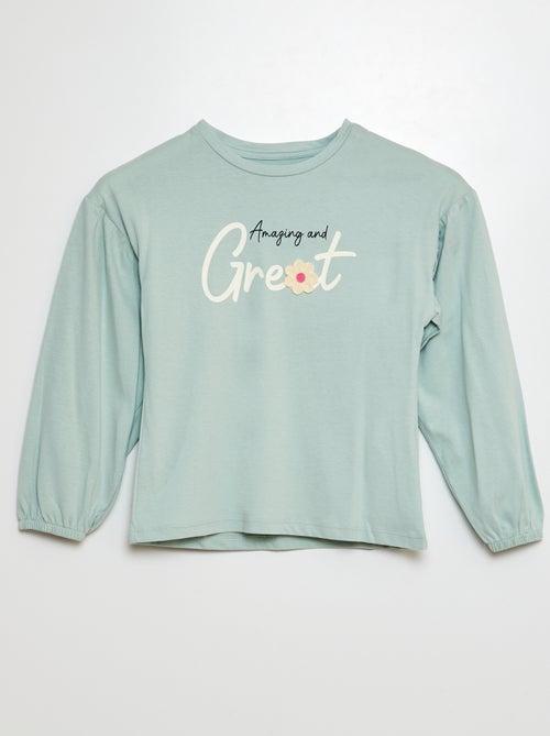Camiseta con bordado y frunces en las sisas - Kiabi