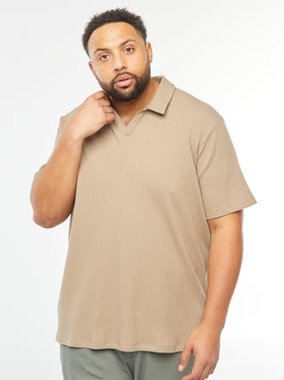 Camiseta con cuello polo de punto de canalé