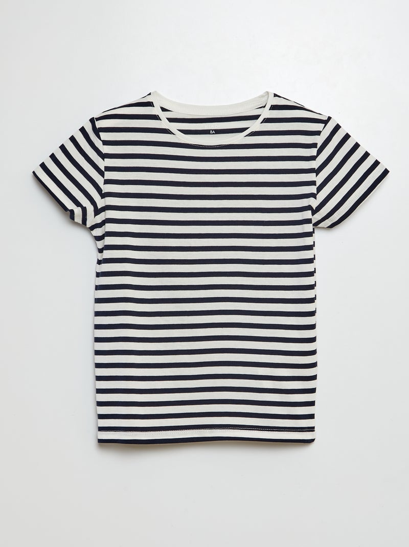 Camiseta de manga corta a rayas AZUL - Kiabi
