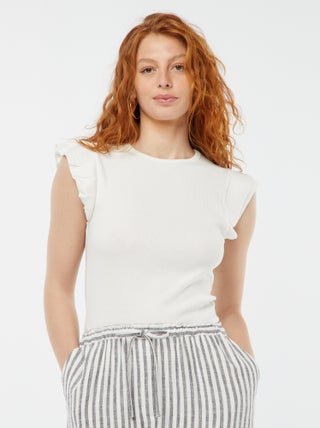 Camiseta de manga corta con volantes