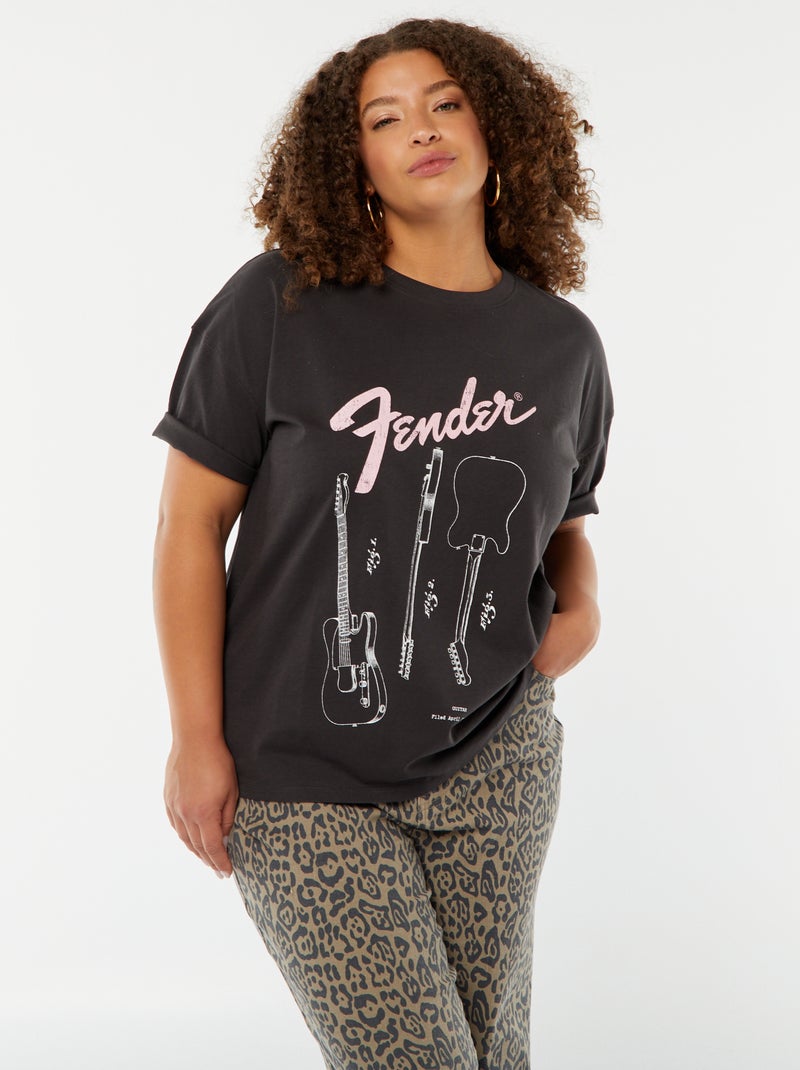 Camiseta de manga corta 'Fender' NEGRO - Kiabi