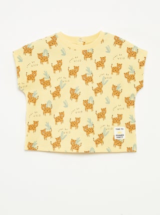 Camiseta de punto gofrado con estampado