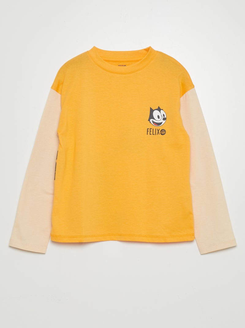 Camiseta efecto 2 en 1 'El gato Félix' NARANJA - Kiabi