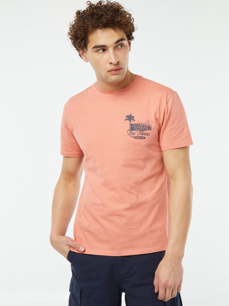Camiseta estampada de manga corta NARANJA - Kiabi