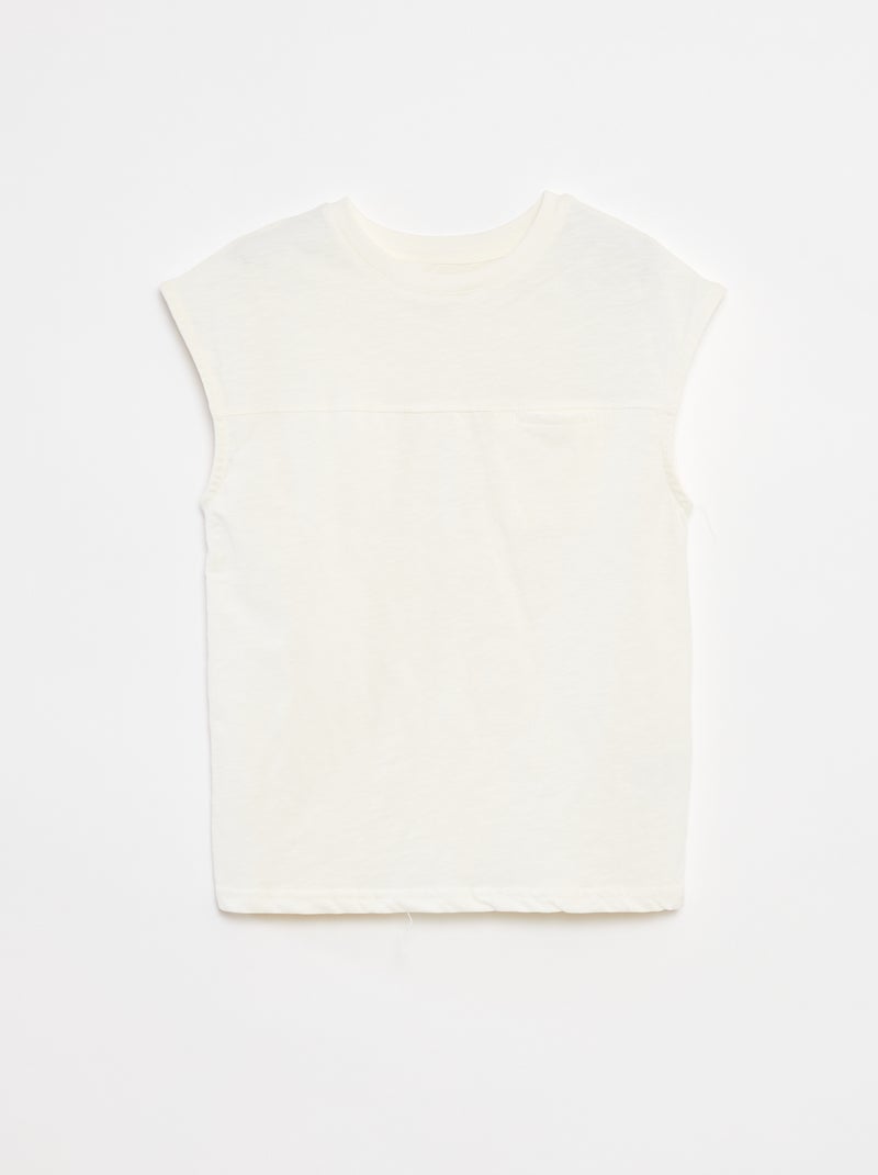 Camiseta sin mangas holgada con detalle en el pecho BEIGE - Kiabi
