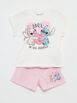 Conjunto de camiseta + pantalón corto 'Stitch' 2 piezas