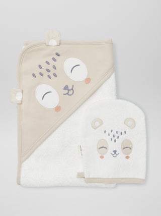 Conjunto de capa de baño + manopla  - 2 piezas