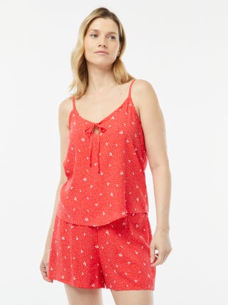Conjunto de pijama con camiseta de tirantes + pantalón corto estampado
