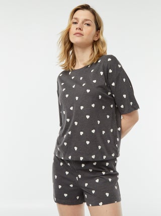 Conjunto de pijama con camiseta + pantalón corto estampado