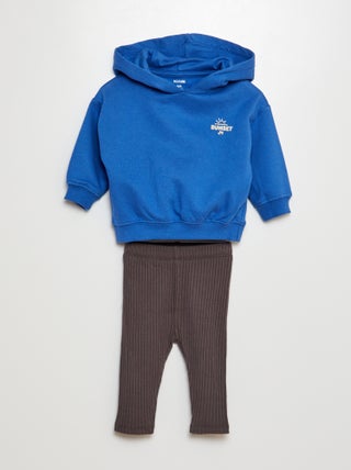 Conjunto de sudadera de chándal + legging de canalé - 2 piezas