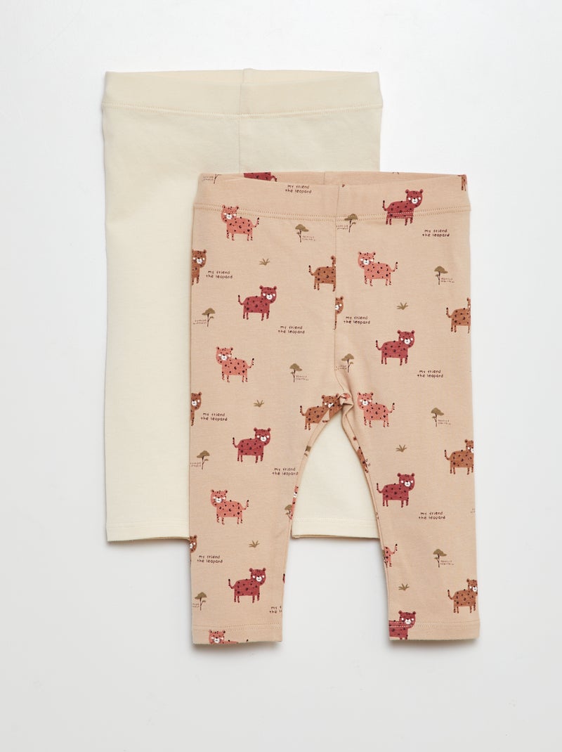 Legging largo con estampado - 2 piezas BEIGE - Kiabi