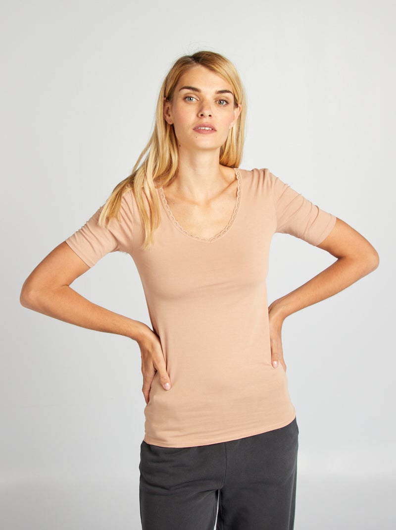 Pack de 2 camisetas interiores BEIGE - Kiabi
