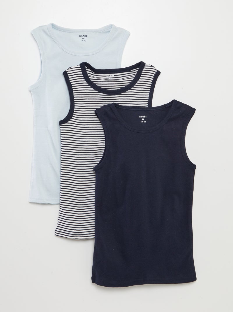 Pack de 3 camisetas de tirantes AZUL - Kiabi
