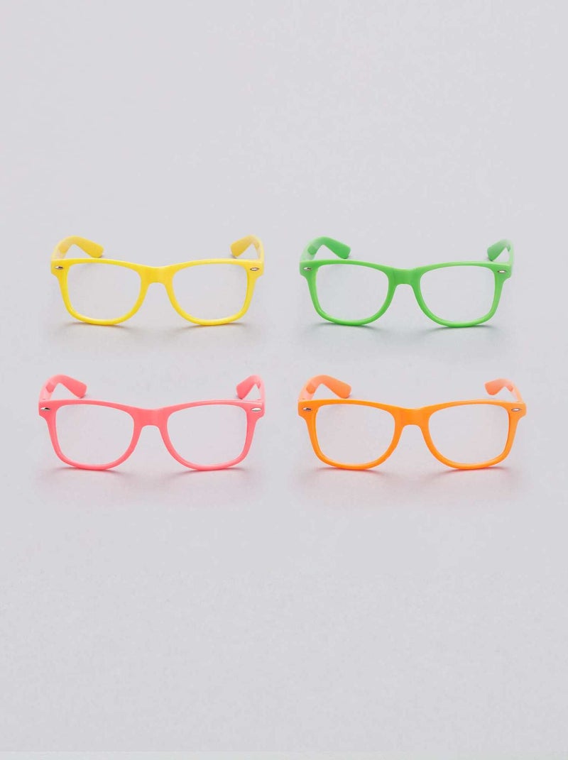 Pack de 4 gafas fluorescentes sin cristales multicolor - Kiabi