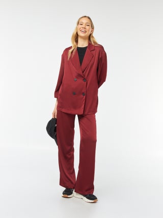 Pantalón ancho de tejido de crepé 2 bolsillos