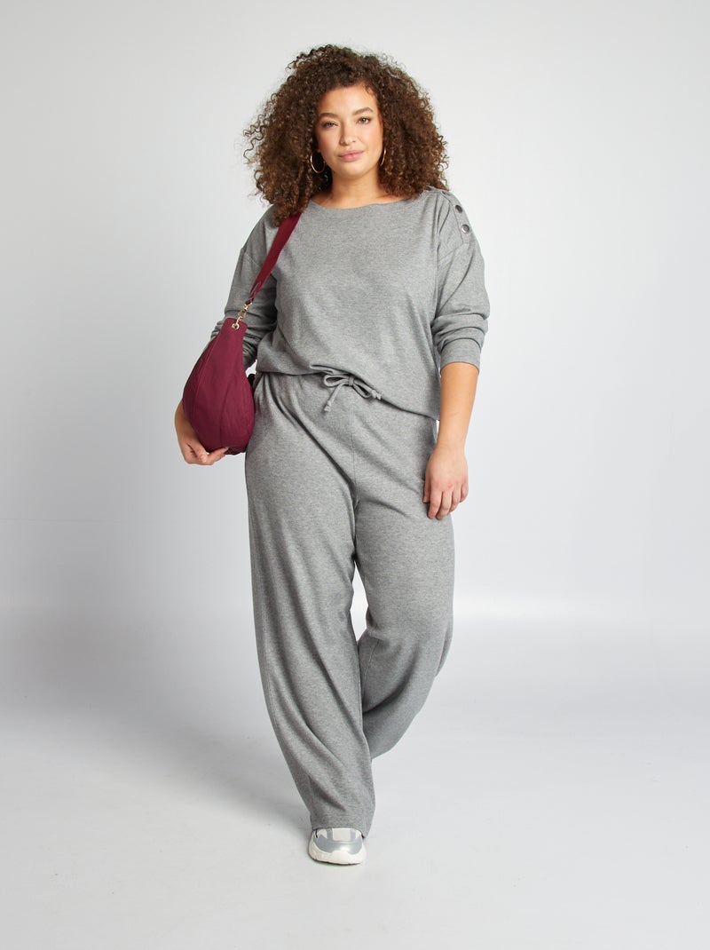 Pantalón de punto suave GRIS - Kiabi