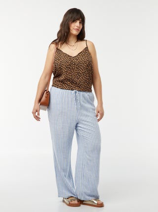 Pantalón recto con cintura elástica + cintas