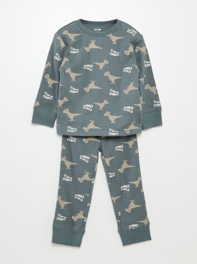 Pijama estampado de punto - 2 piezas VERDE - Kiabi