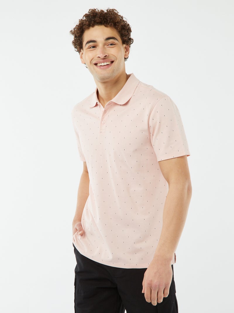 Polo de piqué de algodón con estampado ROSA - Kiabi