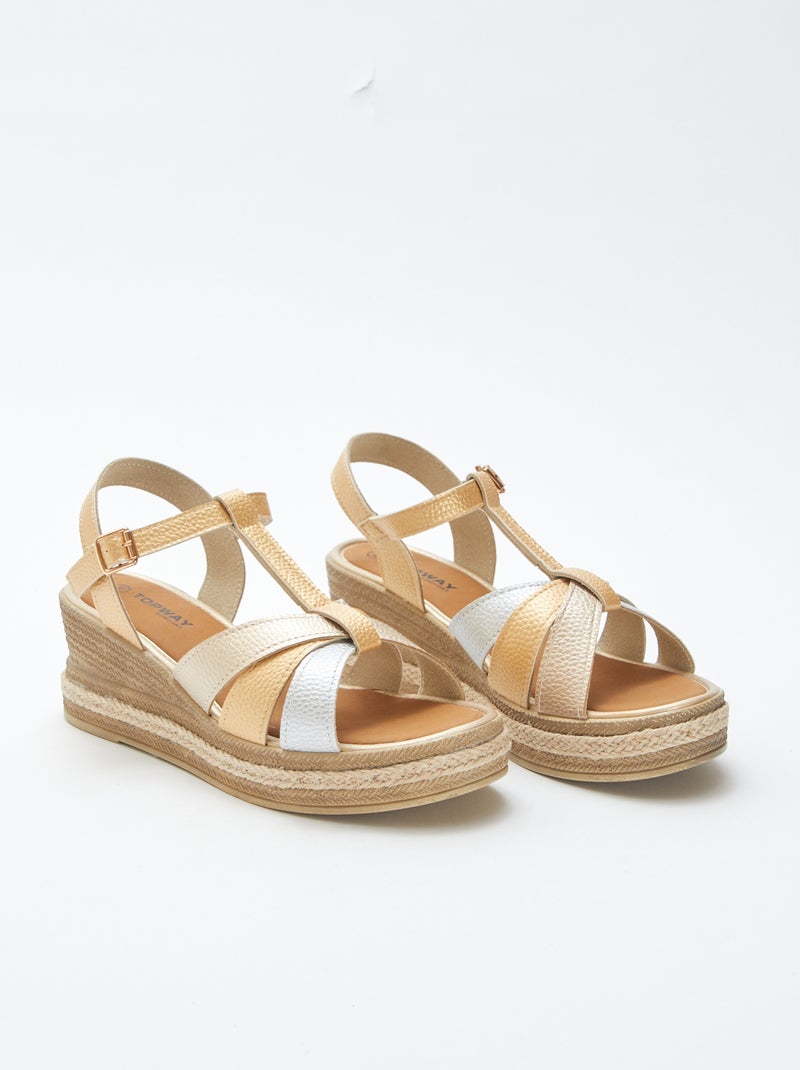 Sandalias con suela de cuña VERDE - Kiabi