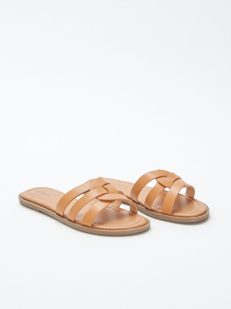 Sandalias lisas con tiras cruzadas MARRON - Kiabi
