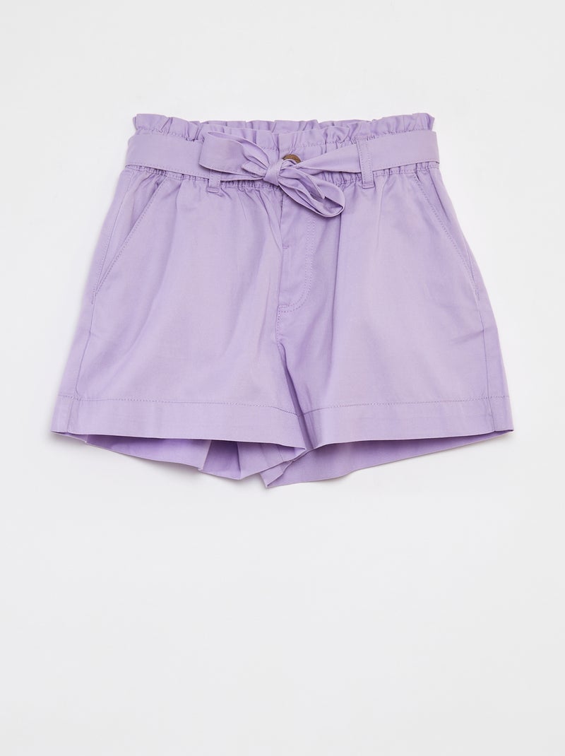 Short paperbag con cinturón PURPURA - Kiabi