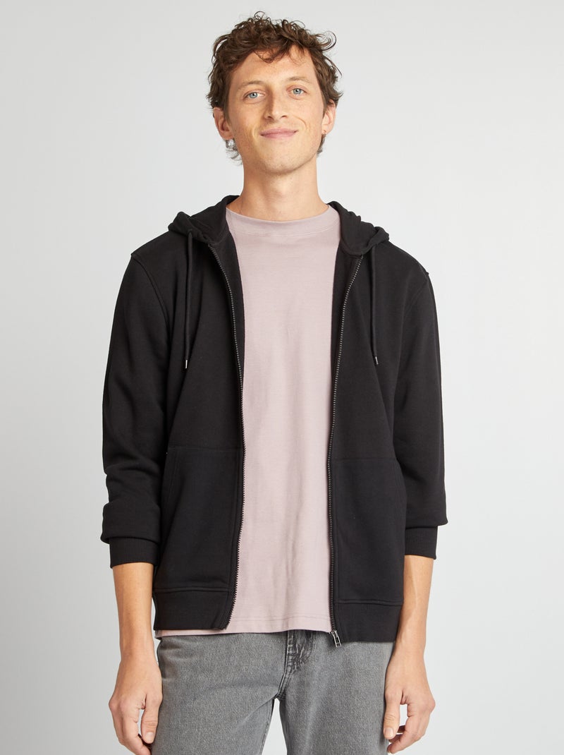 Sudadera con cremallera y capucha negro - Kiabi