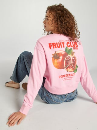 Sudadera cropped con cuello redondo