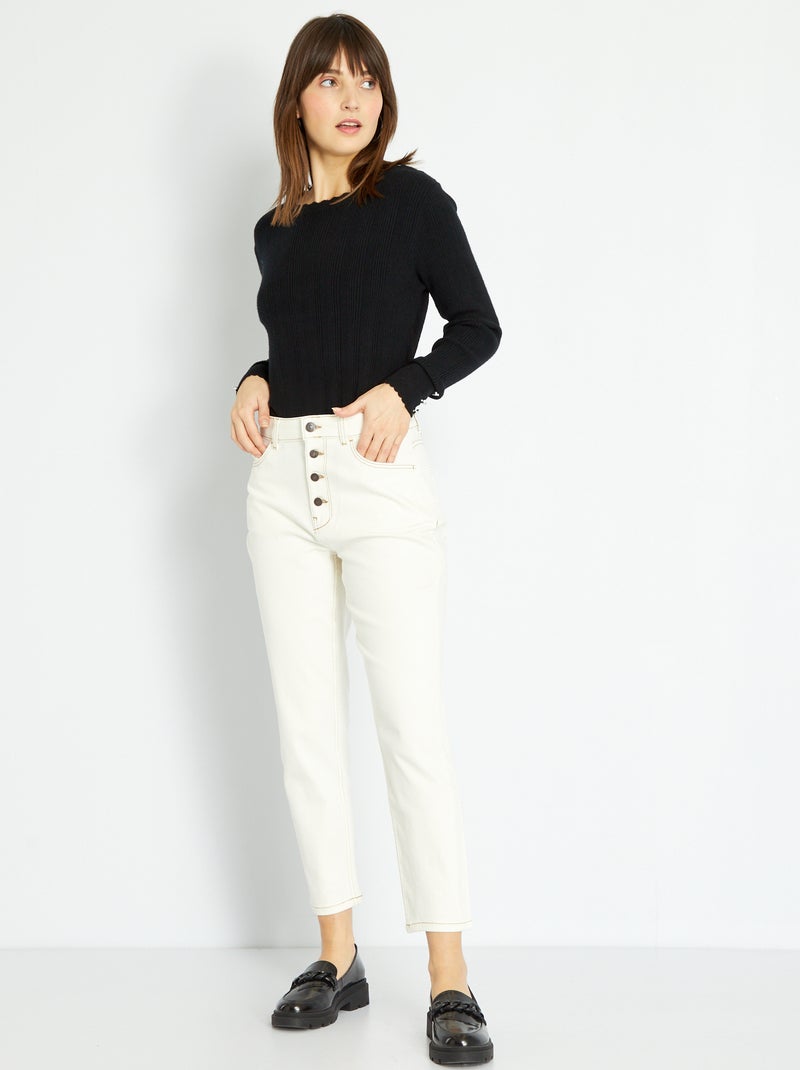 Vaquero mom con talle muy alto - L32 BLANCO - Kiabi