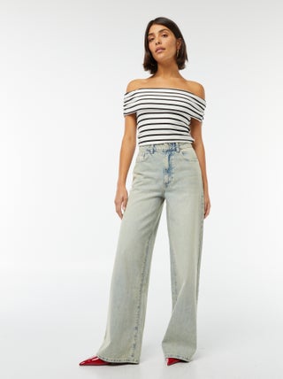 Vaquero wide leg de tiro alto