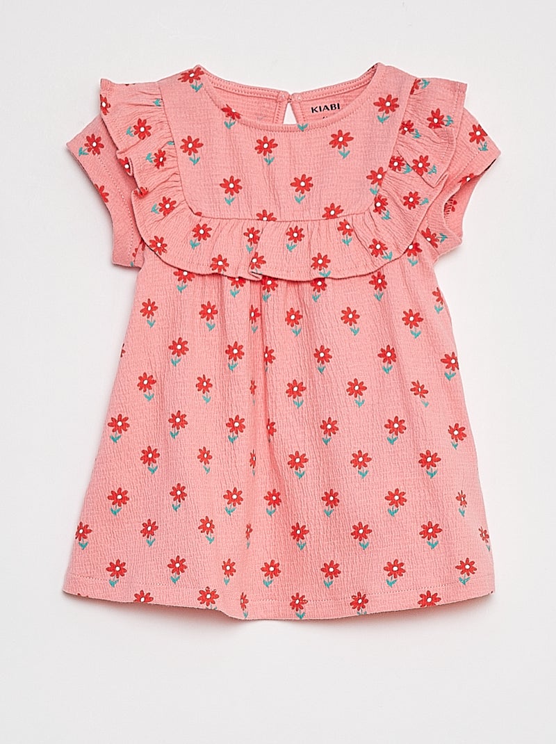 Vestido de manga corta con volantes ROSA - Kiabi