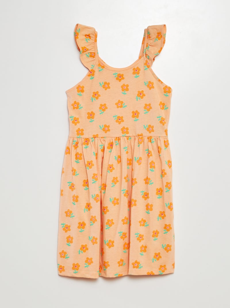 Vestido de tirantes con volantes y estampado NARANJA - Kiabi