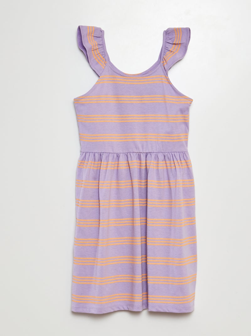 Vestido de tirantes con volantes y estampado PURPURA - Kiabi