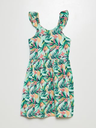 Vestido de tirantes con volantes y estampado