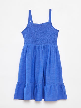 Vestido fruncido de mezcla de lino