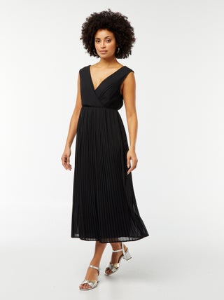 Vestido midi ancho y plisado
