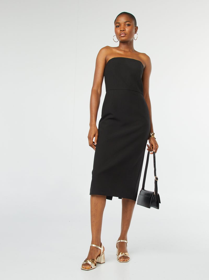 Vestido midi bustier negro - Kiabi