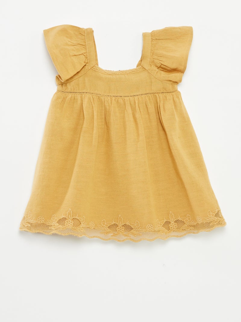 Vestido sin mangas con bordado BEIGE - Kiabi
