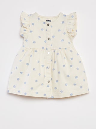 Vestido vaquero con manga corta con volante