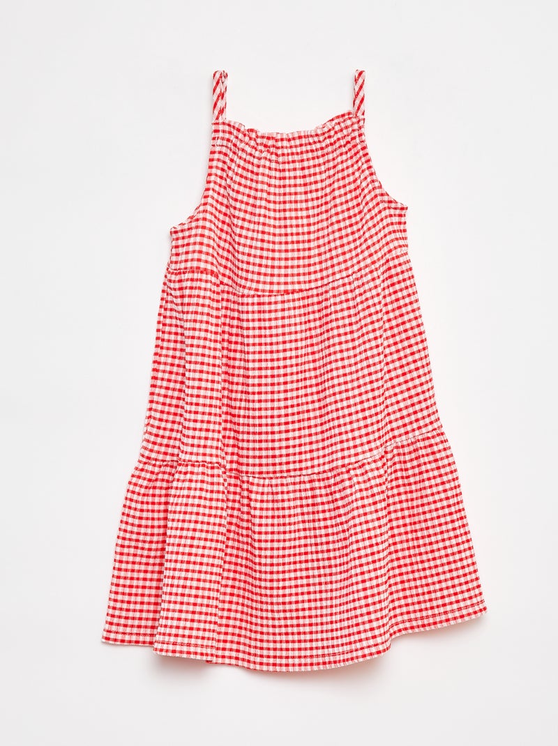 Vestido vichy evasé ROJO - Kiabi