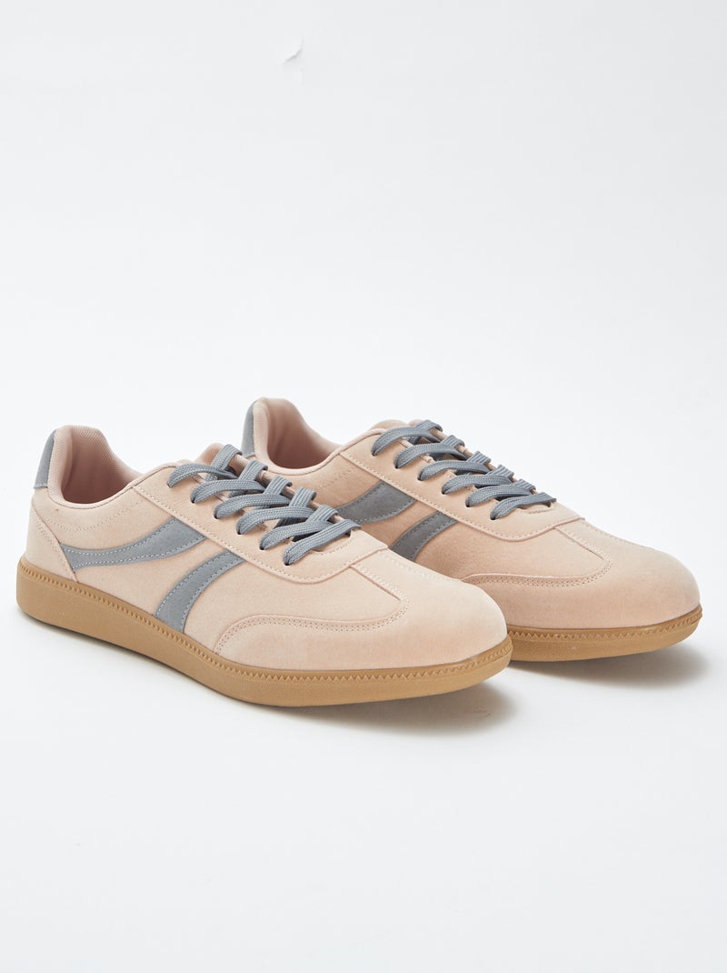 Zapatillas bajas bicolores de tela BEIGE - Kiabi